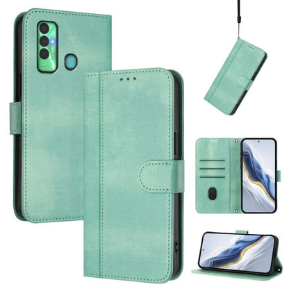Line Splicing Buckle Retro Leather Phone Case, For Tecno Pova 4, For Tecno Pova Neo 2, For Tecno Spark Go 2022 / 8C / 9, For Tecno Spark 9 Pro / 9T, For Tecno Pova 3, For Tecno Pop 5, For Tecno Spark 7P, For Tecno Spark 7 / 7T