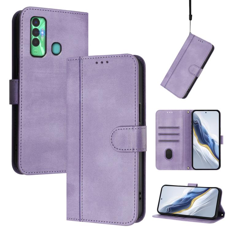 Line Splicing Buckle Retro Leather Phone Case, For Tecno Pova 4, For Tecno Pova Neo 2, For Tecno Spark Go 2022 / 8C / 9, For Tecno Spark 9 Pro / 9T, For Tecno Pova 3, For Tecno Pop 5, For Tecno Spark 7P, For Tecno Spark 7 / 7T