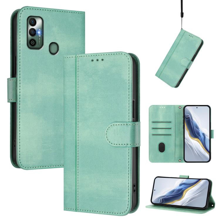 Line Splicing Buckle Retro Leather Phone Case, For Tecno Pova 4, For Tecno Pova Neo 2, For Tecno Spark Go 2022 / 8C / 9, For Tecno Spark 9 Pro / 9T, For Tecno Pova 3, For Tecno Pop 5, For Tecno Spark 7P, For Tecno Spark 7 / 7T