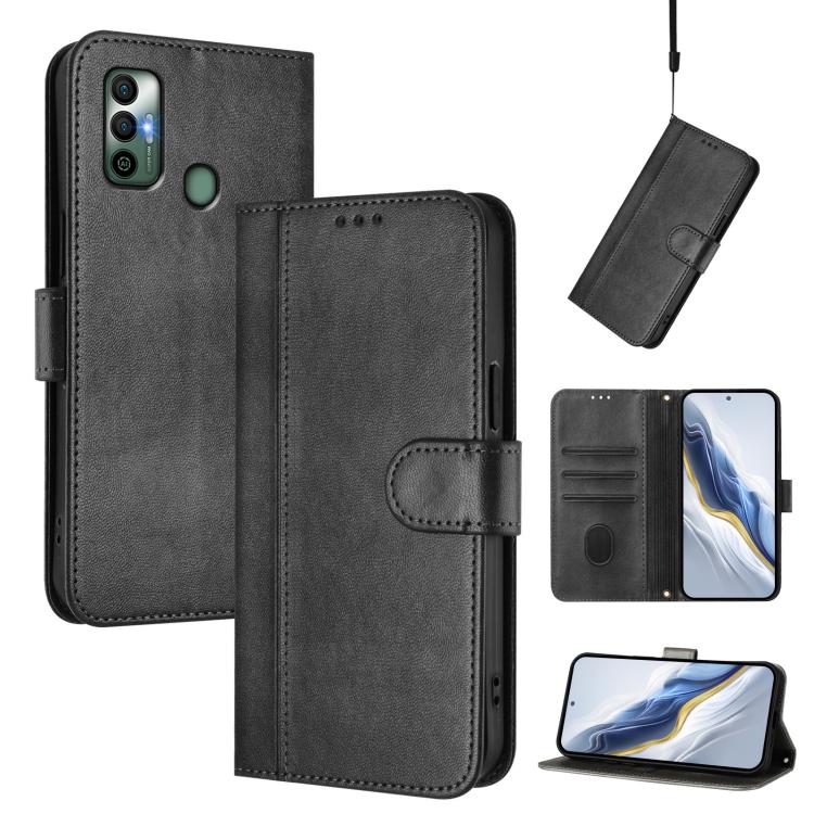 Line Splicing Buckle Retro Leather Phone Case, For Tecno Pova 4, For Tecno Pova Neo 2, For Tecno Spark Go 2022 / 8C / 9, For Tecno Spark 9 Pro / 9T, For Tecno Pova 3, For Tecno Pop 5, For Tecno Spark 7P, For Tecno Spark 7 / 7T