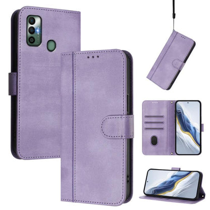 Line Splicing Buckle Retro Leather Phone Case, For Tecno Pova 4, For Tecno Pova Neo 2, For Tecno Spark Go 2022 / 8C / 9, For Tecno Spark 9 Pro / 9T, For Tecno Pova 3, For Tecno Pop 5, For Tecno Spark 7P, For Tecno Spark 7 / 7T