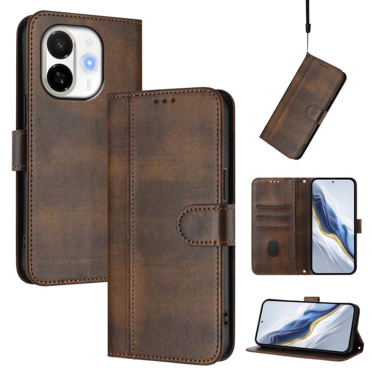 Line Splicing Buckle Retro Leather Phone Case, For Tecno Camon 50 Pro 4G, For Tecno Camon 50 4G, For Tecno Spark Slim 5G, For Tecno Pop 10 / Infinix Smart 10 4G, For Tecno Spark Go 1S / Go 2025, For Tecno Camon 40 Pro 4G, For Tecno Camon 40 Premier    ...