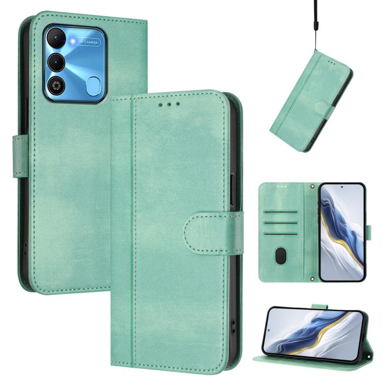 Line Splicing Buckle Retro Leather Phone Case, For Tecno Pova 4, For Tecno Pova Neo 2, For Tecno Spark Go 2022 / 8C / 9, For Tecno Spark 9 Pro / 9T, For Tecno Pova 3, For Tecno Pop 5, For Tecno Spark 7P, For Tecno Spark 7 / 7T