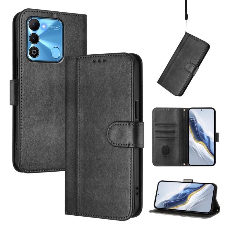 Line Splicing Buckle Retro Leather Phone Case, For Tecno Pova 4, For Tecno Pova Neo 2, For Tecno Spark Go 2022 / 8C / 9, For Tecno Spark 9 Pro / 9T, For Tecno Pova 3, For Tecno Pop 5, For Tecno Spark 7P, For Tecno Spark 7 / 7T