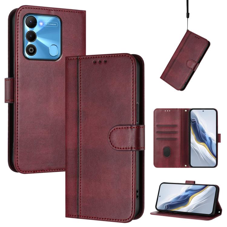 Line Splicing Buckle Retro Leather Phone Case, For Tecno Pova 4, For Tecno Pova Neo 2, For Tecno Spark Go 2022 / 8C / 9, For Tecno Spark 9 Pro / 9T, For Tecno Pova 3, For Tecno Pop 5, For Tecno Spark 7P, For Tecno Spark 7 / 7T