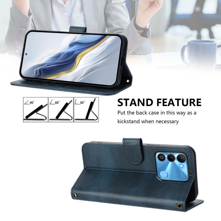 Line Splicing Buckle Retro Leather Phone Case, For Tecno Pova 4, For Tecno Pova Neo 2, For Tecno Spark Go 2022 / 8C / 9, For Tecno Spark 9 Pro / 9T, For Tecno Pova 3, For Tecno Pop 5, For Tecno Spark 7P, For Tecno Spark 7 / 7T