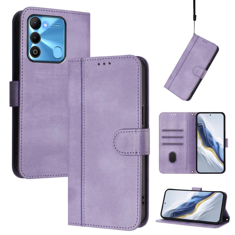 Line Splicing Buckle Retro Leather Phone Case, For Tecno Pova 4, For Tecno Pova Neo 2, For Tecno Spark Go 2022 / 8C / 9, For Tecno Spark 9 Pro / 9T, For Tecno Pova 3, For Tecno Pop 5, For Tecno Spark 7P, For Tecno Spark 7 / 7T
