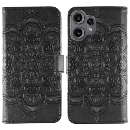 Sun Mandala Embossing Pattern Phone Leather Case, For Nothing CMF Phone 2 Pro, For Nothing Phone 3a, For Nothing Phone 3a Pro, For Nothing CMF Phone 1