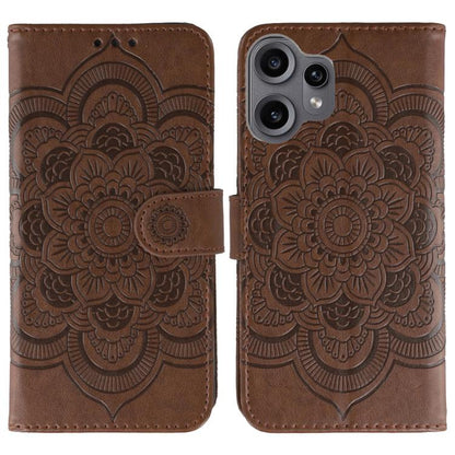 Sun Mandala Embossing Pattern Phone Leather Case, For Nothing CMF Phone 2 Pro, For Nothing Phone 3a, For Nothing Phone 3a Pro, For Nothing CMF Phone 1