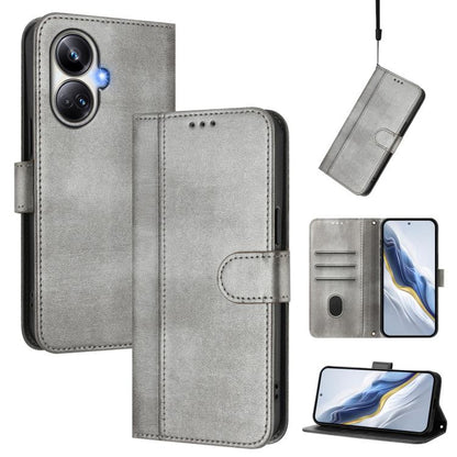 Line Splicing Buckle Retro Leather Phone Case, For Realme 11 5G Global / C67 5G India, For Realme 11 4G Global, For Realme GT5 240W / GT5, For Realme Narzo 60 Pro Global, For Realme C65 4G Global, For Realme C55 4G Global / Narzo N55                   ...