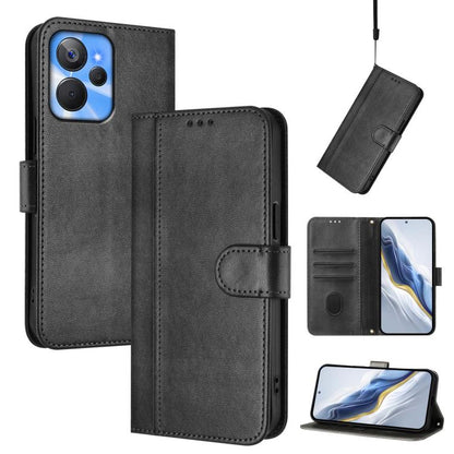 Line Splicing Buckle Retro Leather Phone Case, For Realme 11 5G Global / C67 5G India, For Realme 11 4G Global, For Realme GT5 240W / GT5, For Realme Narzo 60 Pro Global, For Realme C65 4G Global, For Realme C55 4G Global / Narzo N55                   ...