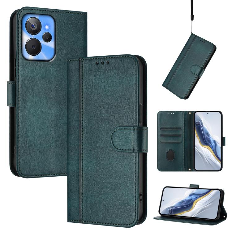 Line Splicing Buckle Retro Leather Phone Case, For Realme 11 5G Global / C67 5G India, For Realme 11 4G Global, For Realme GT5 240W / GT5, For Realme Narzo 60 Pro Global, For Realme C65 4G Global, For Realme C55 4G Global / Narzo N55                   ...