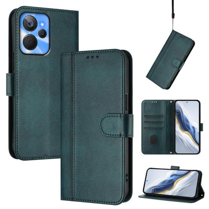 Line Splicing Buckle Retro Leather Phone Case, For Realme 11 5G Global / C67 5G India, For Realme 11 4G Global, For Realme GT5 240W / GT5, For Realme Narzo 60 Pro Global, For Realme C65 4G Global, For Realme C55 4G Global / Narzo N55                   ...
