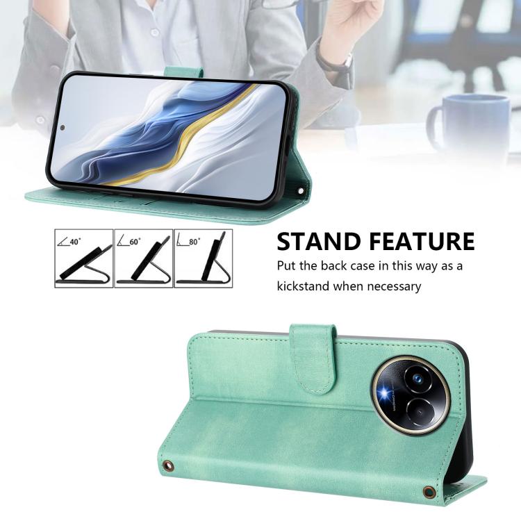 Line Splicing Buckle Retro Leather Phone Case, For Realme 11 5G Global / C67 5G India, For Realme 11 4G Global, For Realme GT5 240W / GT5, For Realme Narzo 60 Pro Global, For Realme C65 4G Global, For Realme C55 4G Global / Narzo N55                   ...