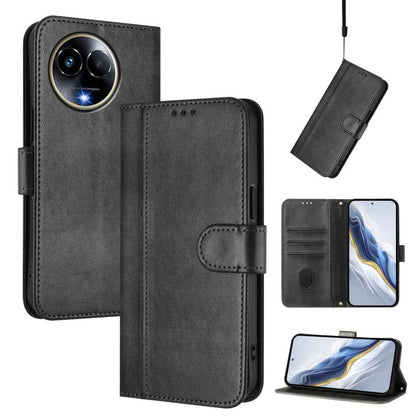 Line Splicing Buckle Retro Leather Phone Case, For Realme 11 5G Global / C67 5G India, For Realme 11 4G Global, For Realme GT5 240W / GT5, For Realme Narzo 60 Pro Global, For Realme C65 4G Global, For Realme C55 4G Global / Narzo N55                   ...