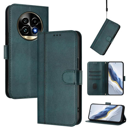 Line Splicing Buckle Retro Leather Phone Case, For Realme GT 7 Pro / GT7 Pro Racing, For Realme C63 5G Global, For Realme 12 5G / 12x 5G / C65 5G Global, For Realme 13 4G / 12 4G / P1 5G Global, For Realme C61 4G / C63 4G Global, For Realme 13+ 5G Glob...