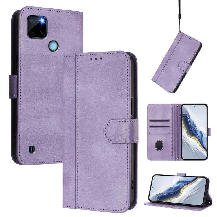 Line Splicing Buckle Retro Leather Phone Case, For Realme C30 4G / C30s / Narzo 50i Prime, For Realme GT Neo 3T, For Realme 9 Pro+ 5G / 9 4G Global, For Realme GT Neo 3, For Realme 9 Pro 5G Global / 9 5G EU Version, For Realme C20 / C11 2021 / C21     ...