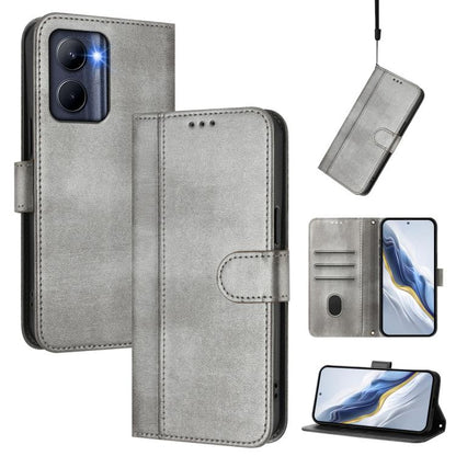 Line Splicing Buckle Retro Leather Phone Case, For Realme 11 5G Global / C67 5G India, For Realme 11 4G Global, For Realme GT5 240W / GT5, For Realme Narzo 60 Pro Global, For Realme C65 4G Global, For Realme C55 4G Global / Narzo N55                   ...