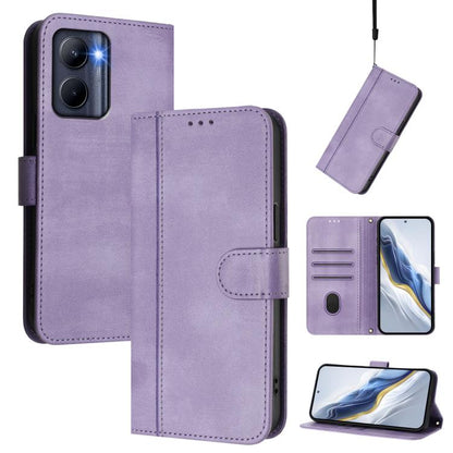 Line Splicing Buckle Retro Leather Phone Case, For Realme 11 5G Global / C67 5G India, For Realme 11 4G Global, For Realme GT5 240W / GT5, For Realme Narzo 60 Pro Global, For Realme C65 4G Global, For Realme C55 4G Global / Narzo N55                   ...