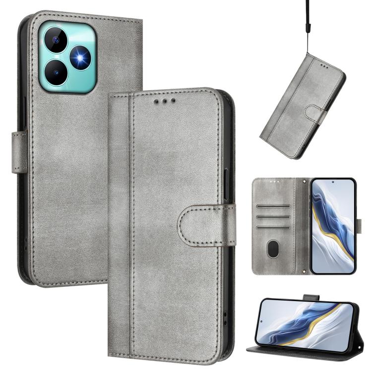 Line Splicing Buckle Retro Leather Phone Case, For Realme GT 7 Pro / GT7 Pro Racing, For Realme C63 5G Global, For Realme 12 5G / 12x 5G / C65 5G Global, For Realme 13 4G / 12 4G / P1 5G Global, For Realme C61 4G / C63 4G Global, For Realme 13+ 5G Glob...
