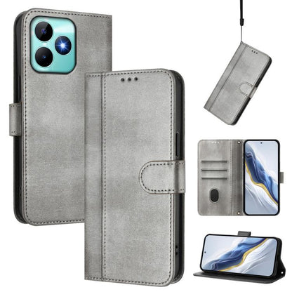 Line Splicing Buckle Retro Leather Phone Case, For Realme GT 7 Pro / GT7 Pro Racing, For Realme C63 5G Global, For Realme 12 5G / 12x 5G / C65 5G Global, For Realme 13 4G / 12 4G / P1 5G Global, For Realme C61 4G / C63 4G Global, For Realme 13+ 5G Glob...
