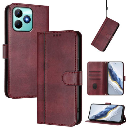 Line Splicing Buckle Retro Leather Phone Case, For Realme GT 7 Pro / GT7 Pro Racing, For Realme C63 5G Global, For Realme 12 5G / 12x 5G / C65 5G Global, For Realme 13 4G / 12 4G / P1 5G Global, For Realme C61 4G / C63 4G Global, For Realme 13+ 5G Glob...