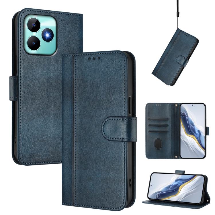 Line Splicing Buckle Retro Leather Phone Case, For Realme GT 7 Pro / GT7 Pro Racing, For Realme C63 5G Global, For Realme 12 5G / 12x 5G / C65 5G Global, For Realme 13 4G / 12 4G / P1 5G Global, For Realme C61 4G / C63 4G Global, For Realme 13+ 5G Glob...