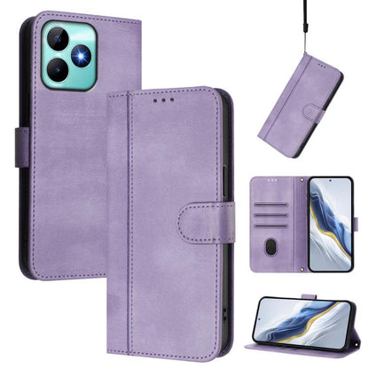 Line Splicing Buckle Retro Leather Phone Case, For Realme GT 7 Pro / GT7 Pro Racing, For Realme C63 5G Global, For Realme 12 5G / 12x 5G / C65 5G Global, For Realme 13 4G / 12 4G / P1 5G Global, For Realme C61 4G / C63 4G Global, For Realme 13+ 5G Glob...