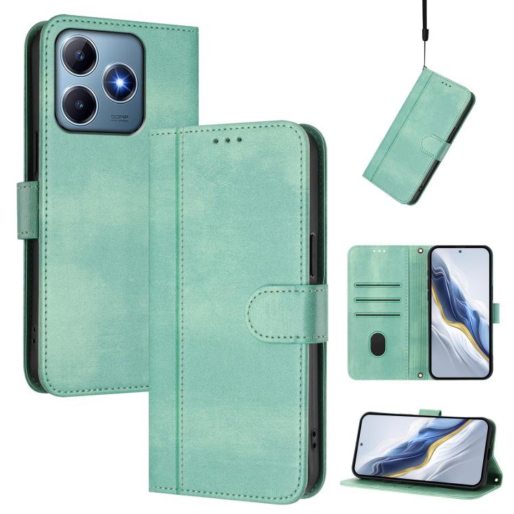 Line Splicing Buckle Retro Leather Phone Case, For Realme GT 7 Pro / GT7 Pro Racing, For Realme C63 5G Global, For Realme 12 5G / 12x 5G / C65 5G Global, For Realme 13 4G / 12 4G / P1 5G Global, For Realme C61 4G / C63 4G Global, For Realme 13+ 5G Glob...