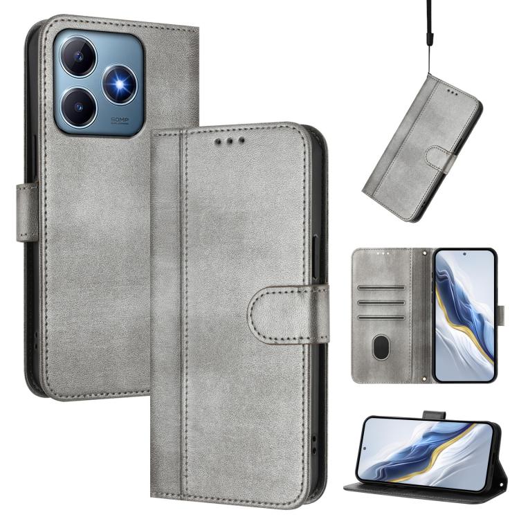 Line Splicing Buckle Retro Leather Phone Case, For Realme GT 7 Pro / GT7 Pro Racing, For Realme C63 5G Global, For Realme 12 5G / 12x 5G / C65 5G Global, For Realme 13 4G / 12 4G / P1 5G Global, For Realme C61 4G / C63 4G Global, For Realme 13+ 5G Glob...