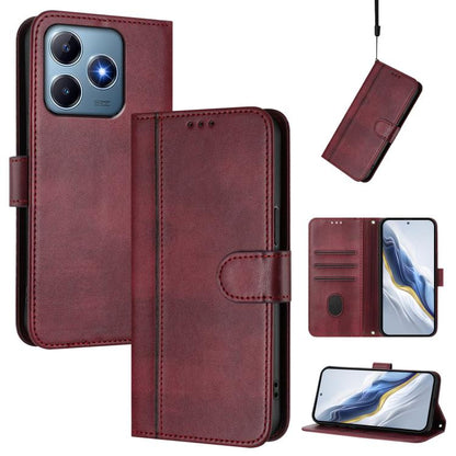Line Splicing Buckle Retro Leather Phone Case, For Realme GT 7 Pro / GT7 Pro Racing, For Realme C63 5G Global, For Realme 12 5G / 12x 5G / C65 5G Global, For Realme 13 4G / 12 4G / P1 5G Global, For Realme C61 4G / C63 4G Global, For Realme 13+ 5G Glob...