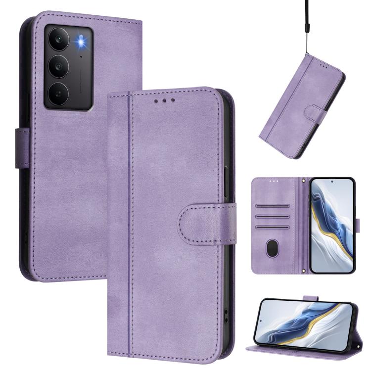 Line Splicing Buckle Retro Leather Phone Case, For Realme P4 5G, For Realme 15T 5G Global, For Realme 15 5G / 15 Pro 5G Global, For Realme C71 4G Global, For Realme V70 5G / C75 5G, For Realme Narzo 80 Pro / 14 Pro 5G India                             ...