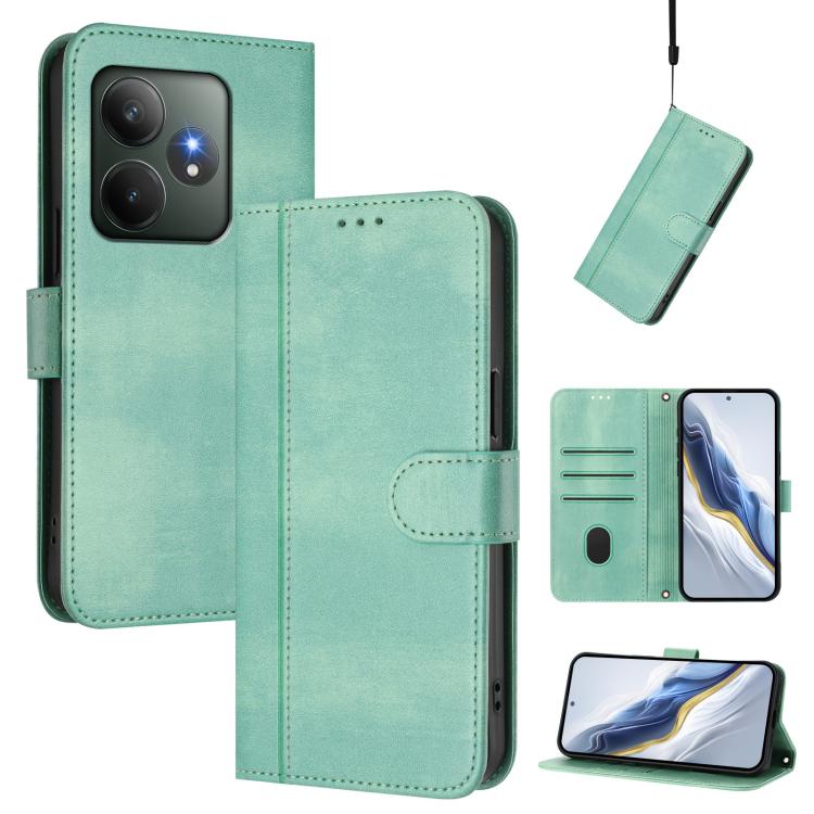 Line Splicing Buckle Retro Leather Phone Case, For Realme GT 7 Pro / GT7 Pro Racing, For Realme C63 5G Global, For Realme 12 5G / 12x 5G / C65 5G Global, For Realme 13 4G / 12 4G / P1 5G Global, For Realme C61 4G / C63 4G Global, For Realme 13+ 5G Glob...