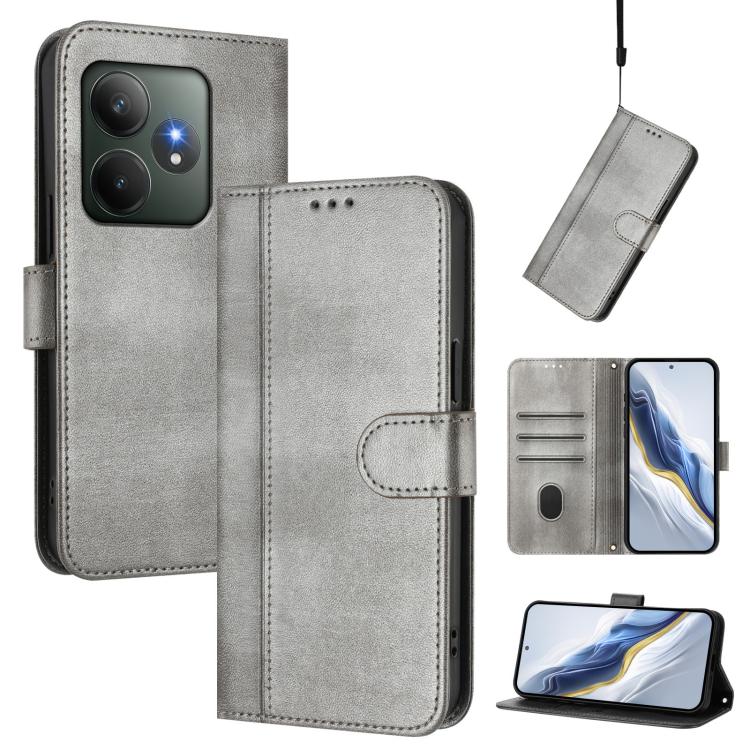 Line Splicing Buckle Retro Leather Phone Case, For Realme GT 7 Pro / GT7 Pro Racing, For Realme C63 5G Global, For Realme 12 5G / 12x 5G / C65 5G Global, For Realme 13 4G / 12 4G / P1 5G Global, For Realme C61 4G / C63 4G Global, For Realme 13+ 5G Glob...