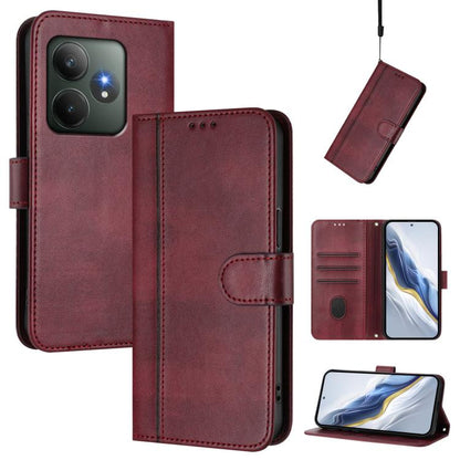 Line Splicing Buckle Retro Leather Phone Case, For Realme GT 7 Pro / GT7 Pro Racing, For Realme C63 5G Global, For Realme 12 5G / 12x 5G / C65 5G Global, For Realme 13 4G / 12 4G / P1 5G Global, For Realme C61 4G / C63 4G Global, For Realme 13+ 5G Glob...
