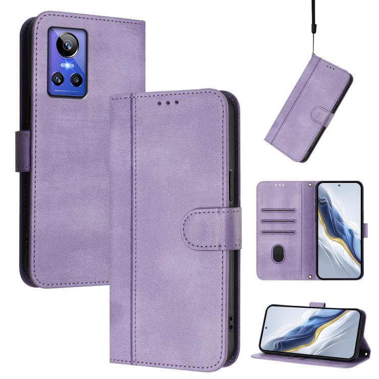 Line Splicing Buckle Retro Leather Phone Case, For Realme C30 4G / C30s / Narzo 50i Prime, For Realme GT Neo 3T, For Realme 9 Pro+ 5G / 9 4G Global, For Realme GT Neo 3, For Realme 9 Pro 5G Global / 9 5G EU Version, For Realme C20 / C11 2021 / C21     ...