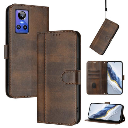 Line Splicing Buckle Retro Leather Phone Case, For Realme C30 4G / C30s / Narzo 50i Prime, For Realme GT Neo 3T, For Realme 9 Pro+ 5G / 9 4G Global, For Realme GT Neo 3, For Realme 9 Pro 5G Global / 9 5G EU Version, For Realme C20 / C11 2021 / C21     ...