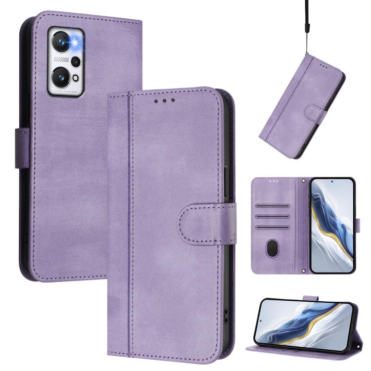 Line Splicing Buckle Retro Leather Phone Case, For Realme C30 4G / C30s / Narzo 50i Prime, For Realme GT Neo 3T, For Realme 9 Pro+ 5G / 9 4G Global, For Realme GT Neo 3, For Realme 9 Pro 5G Global / 9 5G EU Version, For Realme C20 / C11 2021 / C21     ...