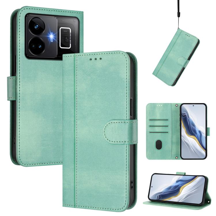 Line Splicing Buckle Retro Leather Phone Case, For Realme 11 5G Global / C67 5G India, For Realme 11 4G Global, For Realme GT5 240W / GT5, For Realme Narzo 60 Pro Global, For Realme C65 4G Global, For Realme C55 4G Global / Narzo N55                   ...