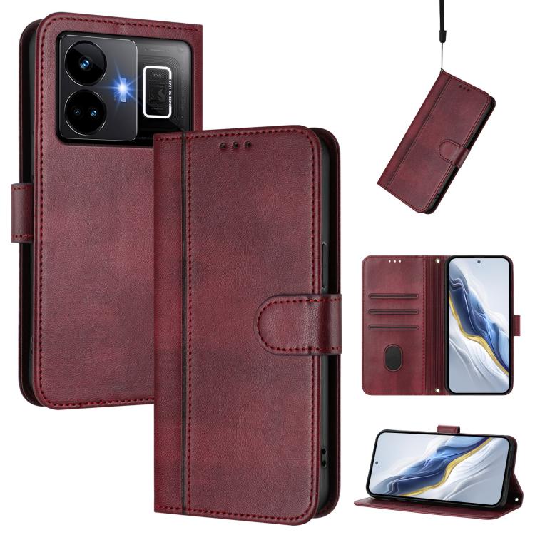 Line Splicing Buckle Retro Leather Phone Case, For Realme 11 5G Global / C67 5G India, For Realme 11 4G Global, For Realme GT5 240W / GT5, For Realme Narzo 60 Pro Global, For Realme C65 4G Global, For Realme C55 4G Global / Narzo N55                   ...