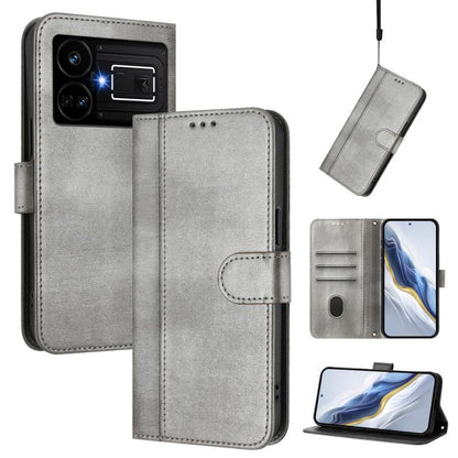 Line Splicing Buckle Retro Leather Phone Case, For Realme 11 5G Global / C67 5G India, For Realme 11 4G Global, For Realme GT5 240W / GT5, For Realme Narzo 60 Pro Global, For Realme C65 4G Global, For Realme C55 4G Global / Narzo N55                   ...