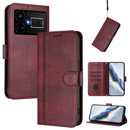 Line Splicing Buckle Retro Leather Phone Case, For Realme 11 5G Global / C67 5G India, For Realme 11 4G Global, For Realme GT5 240W / GT5, For Realme Narzo 60 Pro Global, For Realme C65 4G Global, For Realme C55 4G Global / Narzo N55                   ...