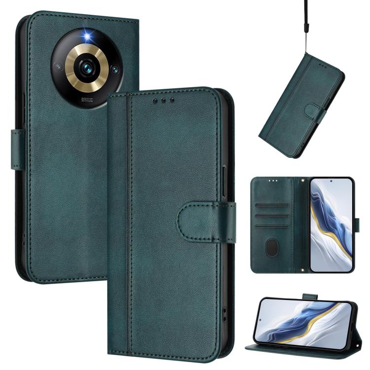 Line Splicing Buckle Retro Leather Phone Case, For Realme 11 5G Global / C67 5G India, For Realme 11 4G Global, For Realme GT5 240W / GT5, For Realme Narzo 60 Pro Global, For Realme C65 4G Global, For Realme C55 4G Global / Narzo N55                   ...