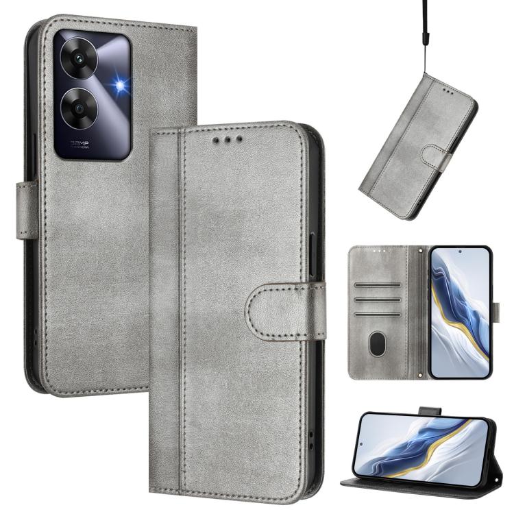 Line Splicing Buckle Retro Leather Phone Case, For Realme GT 7 Pro / GT7 Pro Racing, For Realme C63 5G Global, For Realme 12 5G / 12x 5G / C65 5G Global, For Realme 13 4G / 12 4G / P1 5G Global, For Realme C61 4G / C63 4G Global, For Realme 13+ 5G Glob...