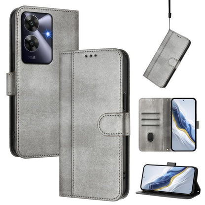 Line Splicing Buckle Retro Leather Phone Case, For Realme GT 7 Pro / GT7 Pro Racing, For Realme C63 5G Global, For Realme 12 5G / 12x 5G / C65 5G Global, For Realme 13 4G / 12 4G / P1 5G Global, For Realme C61 4G / C63 4G Global, For Realme 13+ 5G Glob...