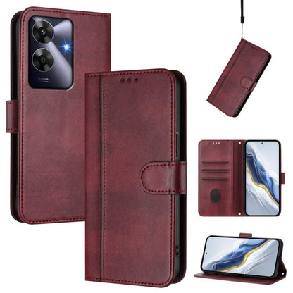 Line Splicing Buckle Retro Leather Phone Case, For Realme GT 7 Pro / GT7 Pro Racing, For Realme C63 5G Global, For Realme 12 5G / 12x 5G / C65 5G Global, For Realme 13 4G / 12 4G / P1 5G Global, For Realme C61 4G / C63 4G Global, For Realme 13+ 5G Glob...