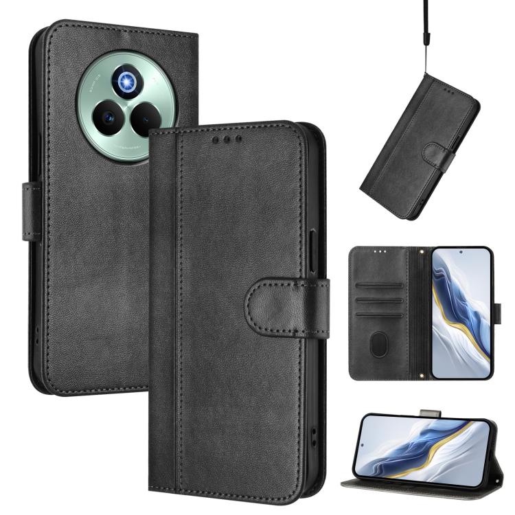 Line Splicing Buckle Retro Leather Phone Case, For Realme P4 5G, For Realme 15T 5G Global, For Realme 15 5G / 15 Pro 5G Global, For Realme C71 4G Global, For Realme V70 5G / C75 5G, For Realme Narzo 80 Pro / 14 Pro 5G India                             ...