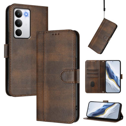 Line Splicing Buckle Retro Leather Phone Case, For Realme P4 5G, For Realme 15T 5G Global, For Realme 15 5G / 15 Pro 5G Global, For Realme C71 4G Global, For Realme V70 5G / C75 5G, For Realme Narzo 80 Pro / 14 Pro 5G India                             ...