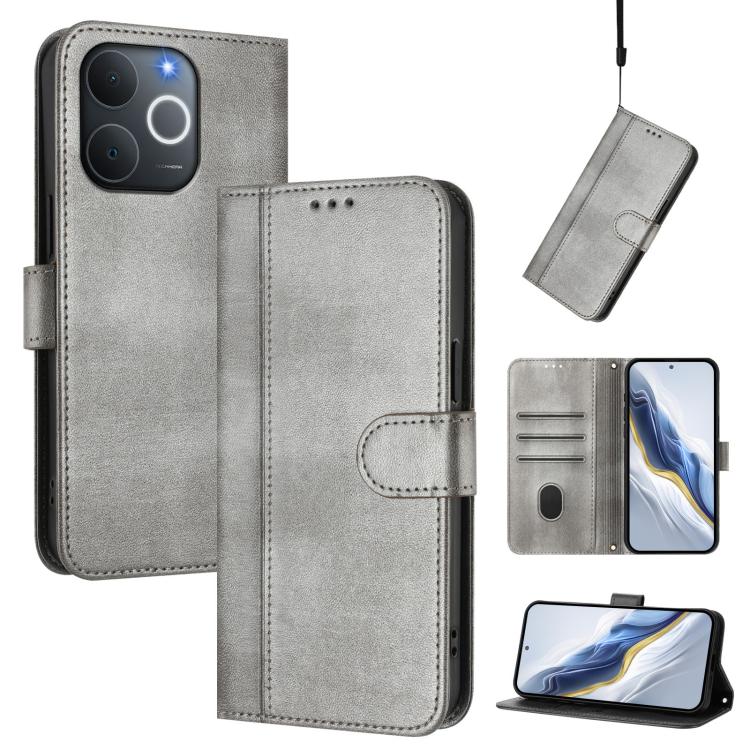 Line Splicing Buckle Retro Leather Phone Case, For Realme P4x 5G / OnePlus Nord CE6 Lite, For Realme 16T 5G Global, For Realme C100 5G, For Realme P4 Power 5G, For Realme Note 80 4G Global, For Realme C83 5G India, For Realme 16 5G Global              ...
