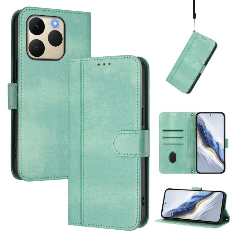 Line Splicing Buckle Retro Leather Phone Case, For Realme P4 5G, For Realme 15T 5G Global, For Realme 15 5G / 15 Pro 5G Global, For Realme C71 4G Global, For Realme V70 5G / C75 5G, For Realme Narzo 80 Pro / 14 Pro 5G India                             ...